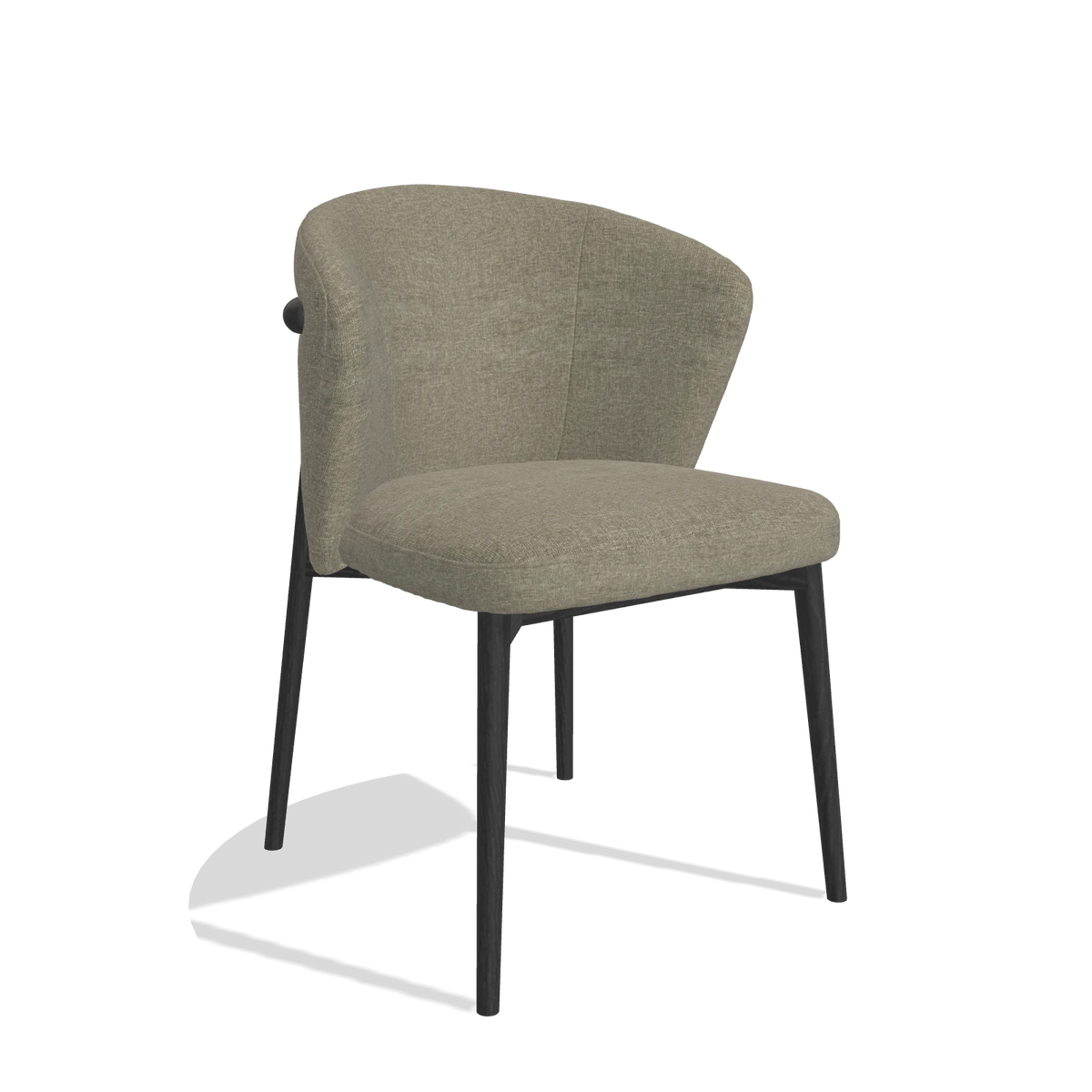 Dining Chair Harmony 6636 in Guard 193 fabric (taupe), black legs, angled view