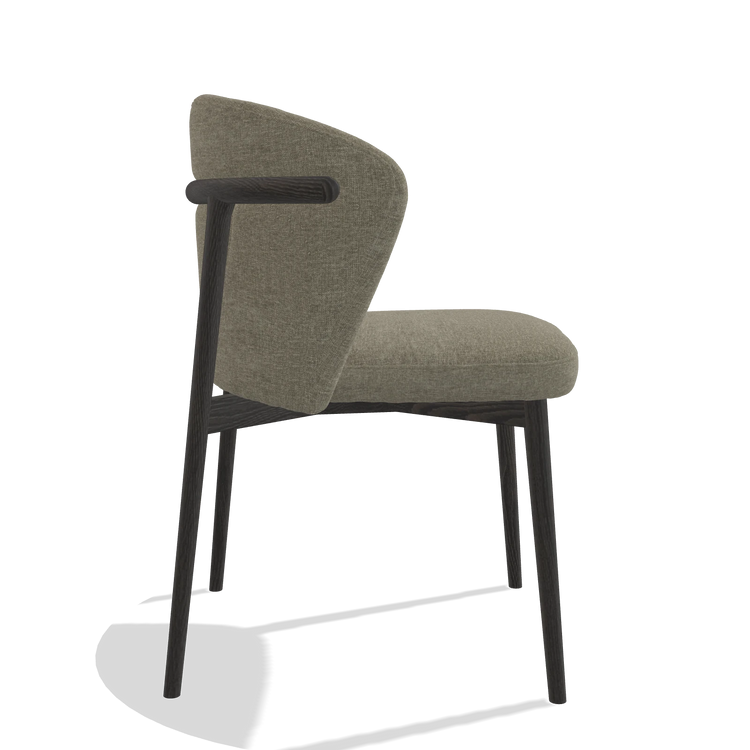 Dining Chair Harmony 6636 in Guard 193 fabric (taupe), tobacco legs, side view