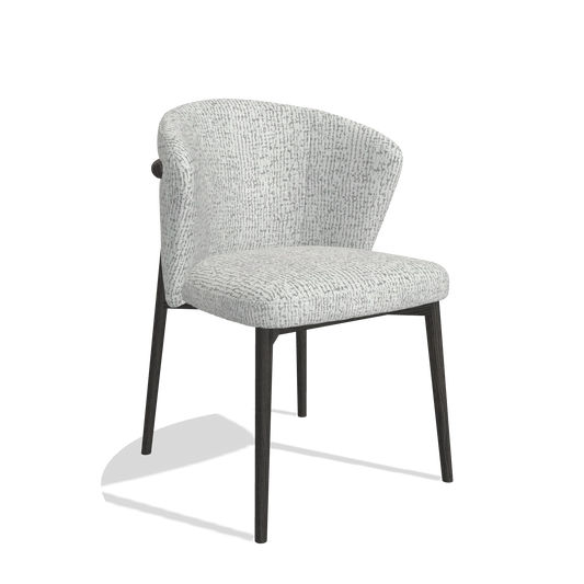 Dining Chair Harmony 6636 in Horta 101 fabric (light grey), tobacco legs, angled view