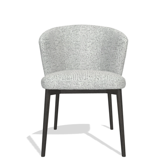 Dining Chair Harmony 6636 in Horta 101 fabric (light grey), tobacco legs, front view