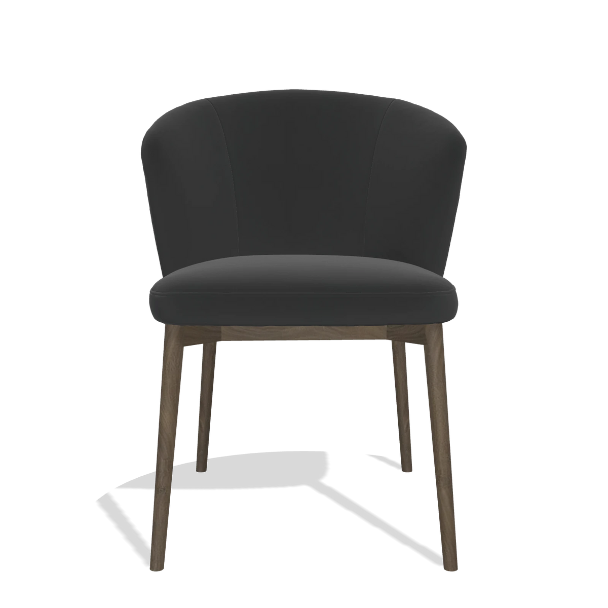 Dining Chair Harmony 6636 in Leather A804 (black), walnut legs, front view