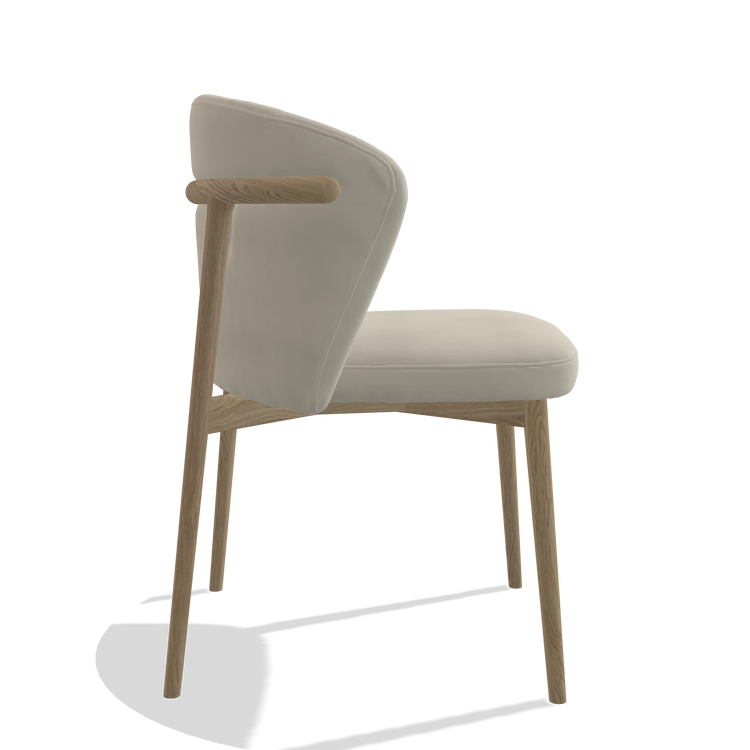 Sedia da pranzo Harmony 6636 in Pelle A822 (grigio chiaro), gambe in naturale, vista laterale