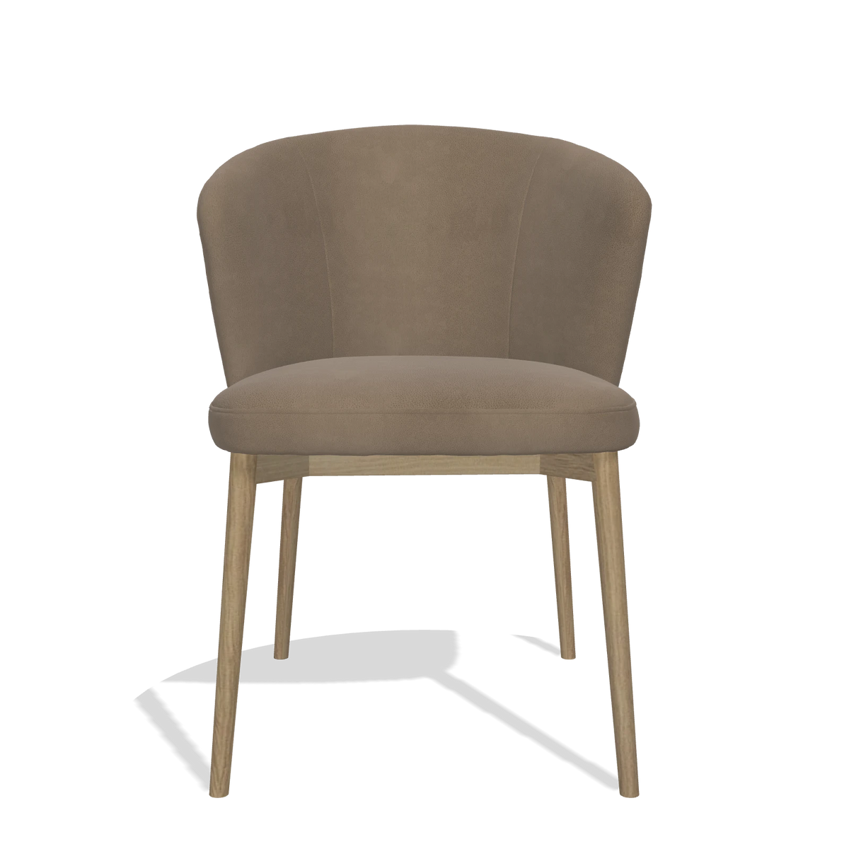 Dining Chair Harmony 6636 in Leather B402 (taupe), natural legs, front view