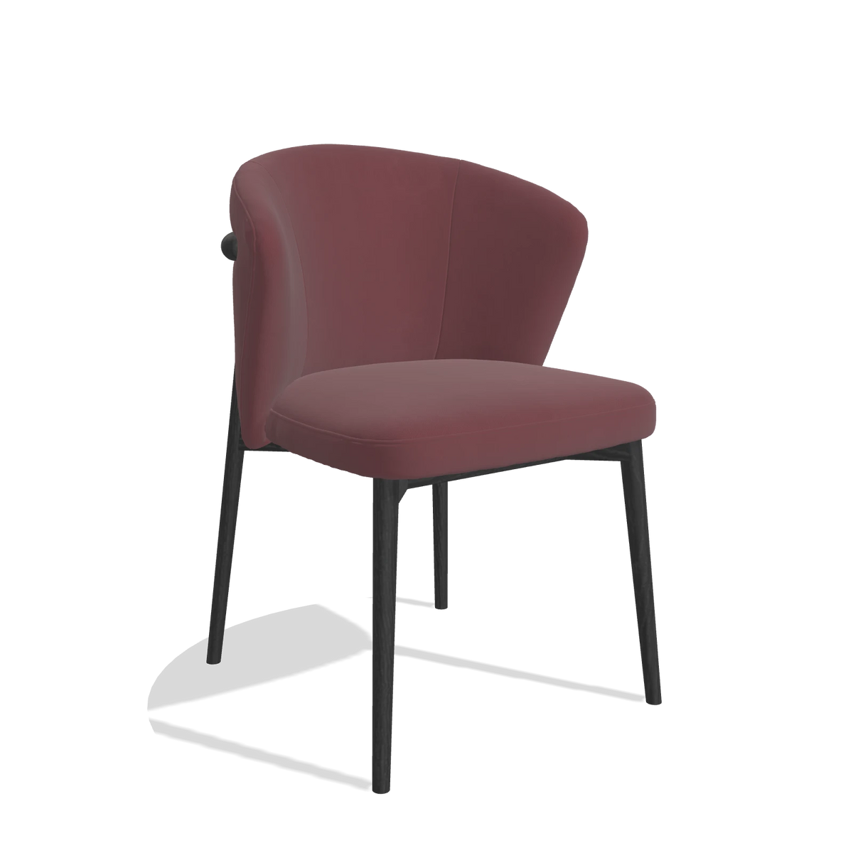 Sedia da pranzo Harmony 6636 in Pelle B554 (marrone), gambe in nero, vista angolata