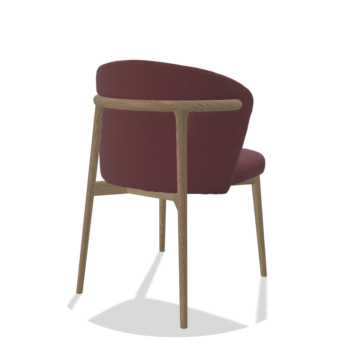 Sedia da pranzo Harmony 6636 in Pelle B554 (marrone), gambe in naturale, vista posteriore angolata