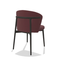 Sedia da pranzo Harmony 6636 in Pelle B554 (marrone), gambe in tabacco, vista posteriore angolata
