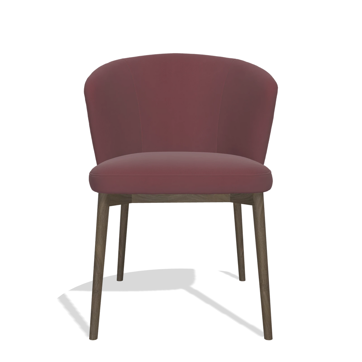 Sedia da pranzo Harmony 6636 in Pelle B554 (marrone), gambe in noce, vista frontale