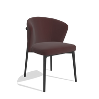 Silla de comedor Harmony 6636 en Piel B938 (chocolate), patas en negro, vista en ángulo