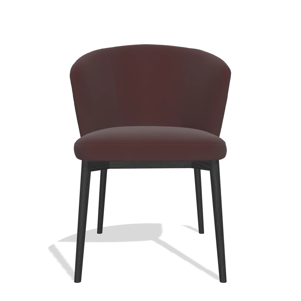 Silla de comedor Harmony 6636 en Piel B938 (chocolate), patas en negro, vista frontal