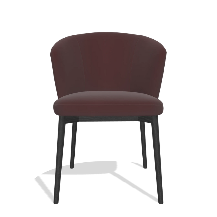 Silla de comedor Harmony 6636 en Piel B938 (chocolate), patas en negro, vista frontal
