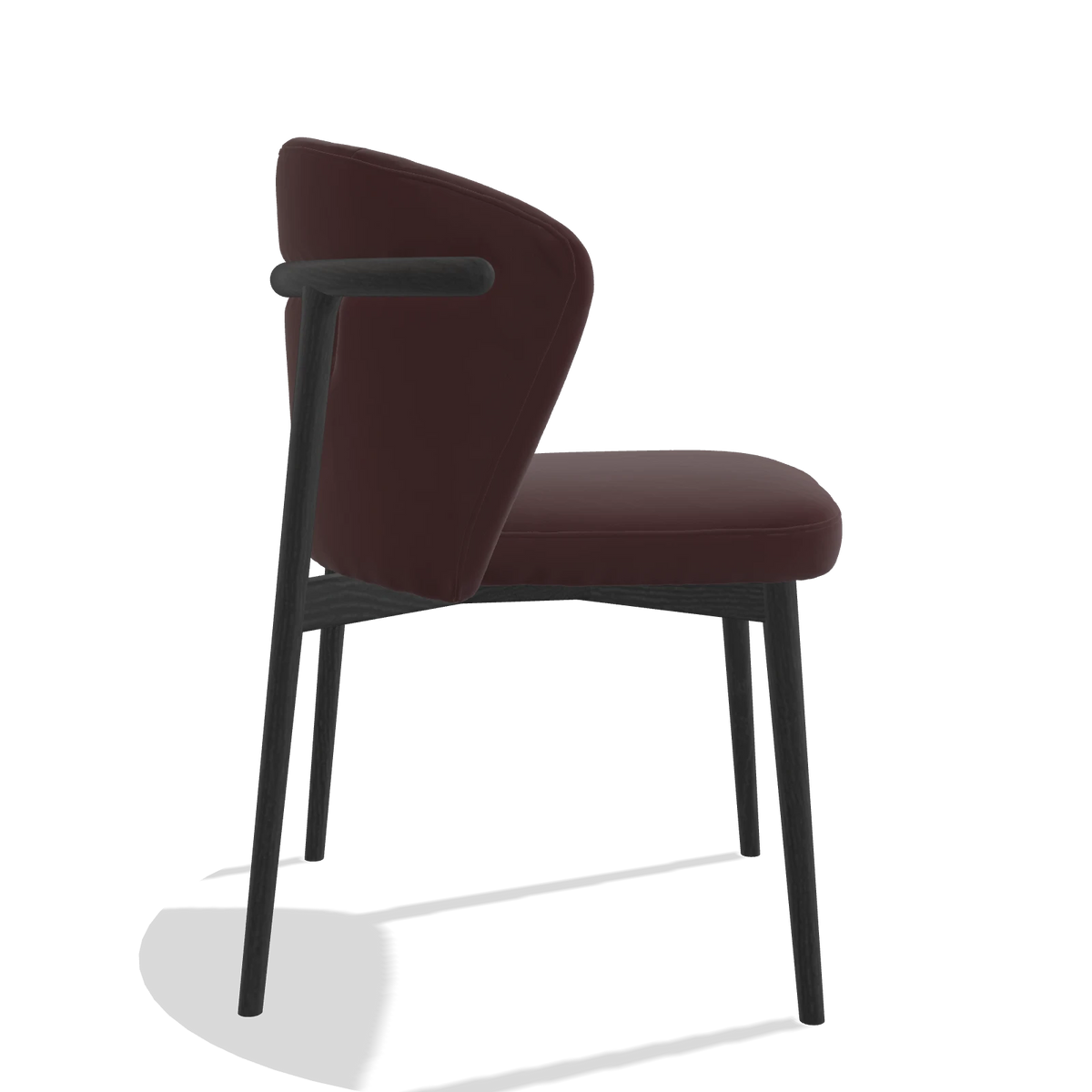 Silla de comedor Harmony 6636 en Piel B938 (chocolate), patas en negro, vista lateral
