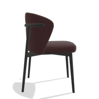 Silla de comedor Harmony 6636 en Piel B938 (chocolate), patas en negro, vista lateral