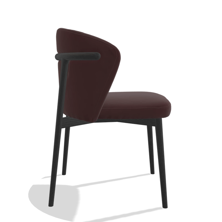 Silla de comedor Harmony 6636 en Piel B938 (chocolate), patas en negro, vista lateral