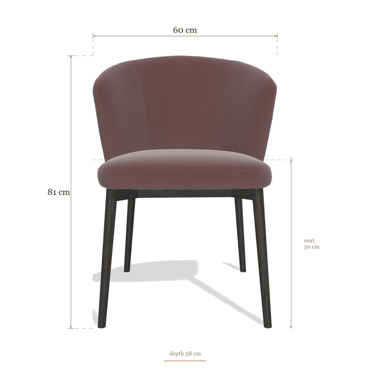 Silla de comedor Harmony 6636, medidas 60 x 58 x 81 cm