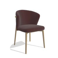 Silla de comedor Harmony 6636 en Piel B938 (chocolate), patas en natural, vista en ángulo