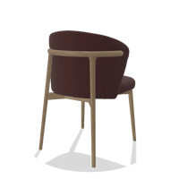 Silla de comedor Harmony 6636 en Piel B938 (chocolate), patas en natural, vista trasera en ángulo