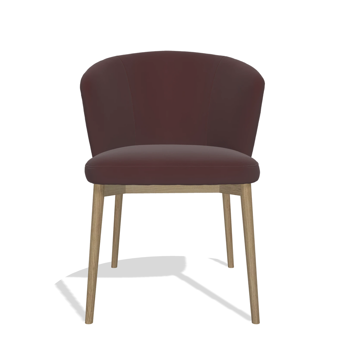Silla de comedor Harmony 6636 en Piel B938 (chocolate), patas en natural, vista frontal