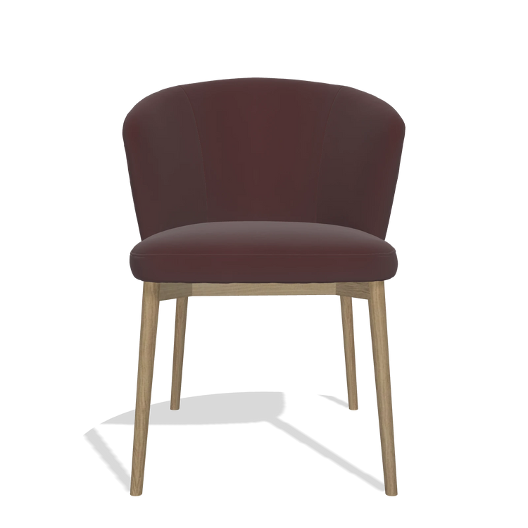 Silla de comedor Harmony 6636 en Piel B938 (chocolate), patas en natural, vista frontal