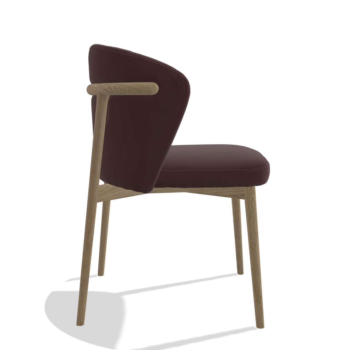 Silla de comedor Harmony 6636 en Piel B938 (chocolate), patas en natural, vista lateral