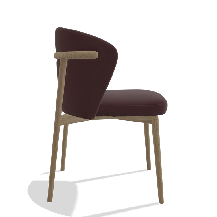 Silla de comedor Harmony 6636 en Piel B938 (chocolate), patas en natural, vista lateral