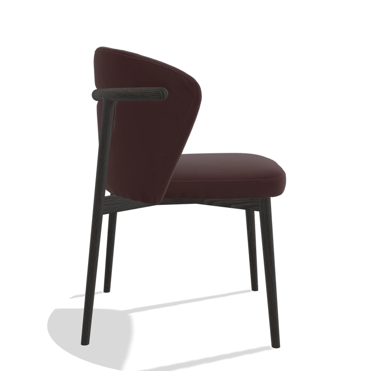 Silla de comedor Harmony 6636 en Piel B938 (chocolate), patas en tabaco, vista lateral