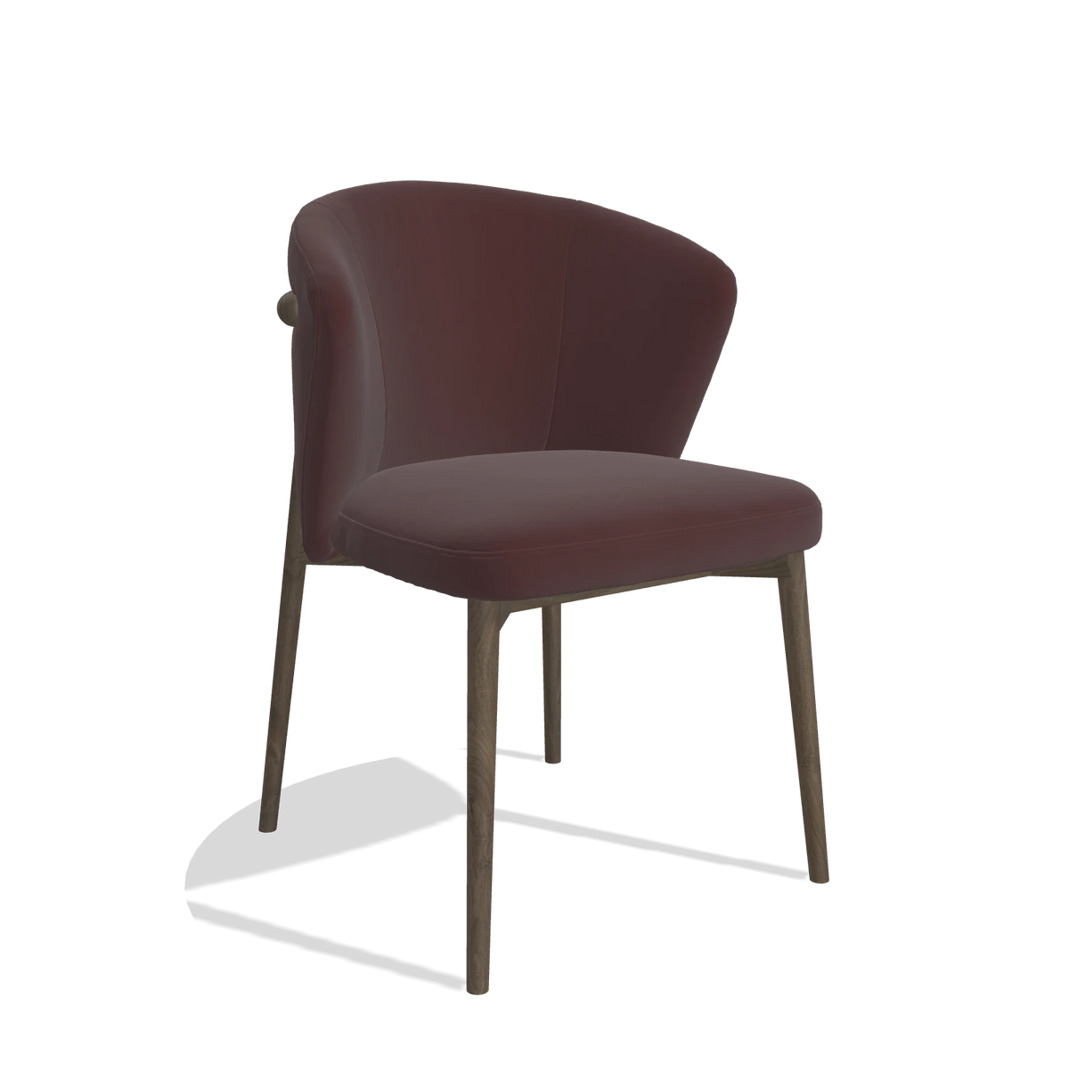 Silla de comedor Harmony 6636 en Piel B938 (chocolate), patas en nogal, vista en ángulo