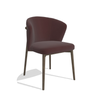 Silla de comedor Harmony 6636 en Piel B938 (chocolate), patas en nogal, vista en ángulo