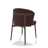 Silla de comedor Harmony 6636 en Piel B938 (chocolate), patas en nogal, vista trasera en ángulo