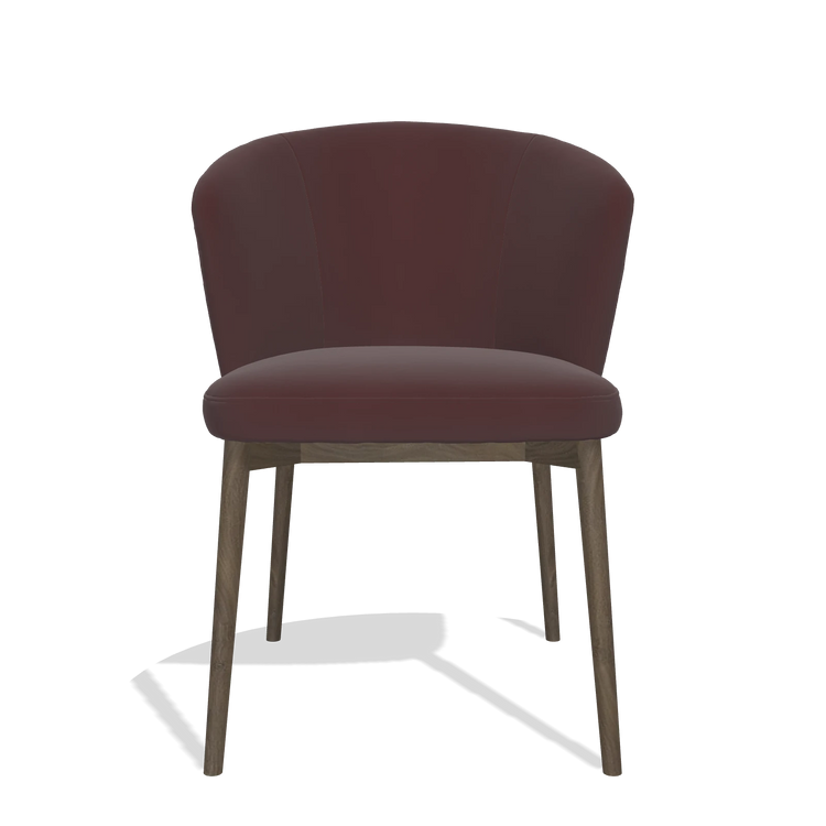 Silla de comedor Harmony 6636 en Piel B938 (chocolate), patas en nogal, vista frontal