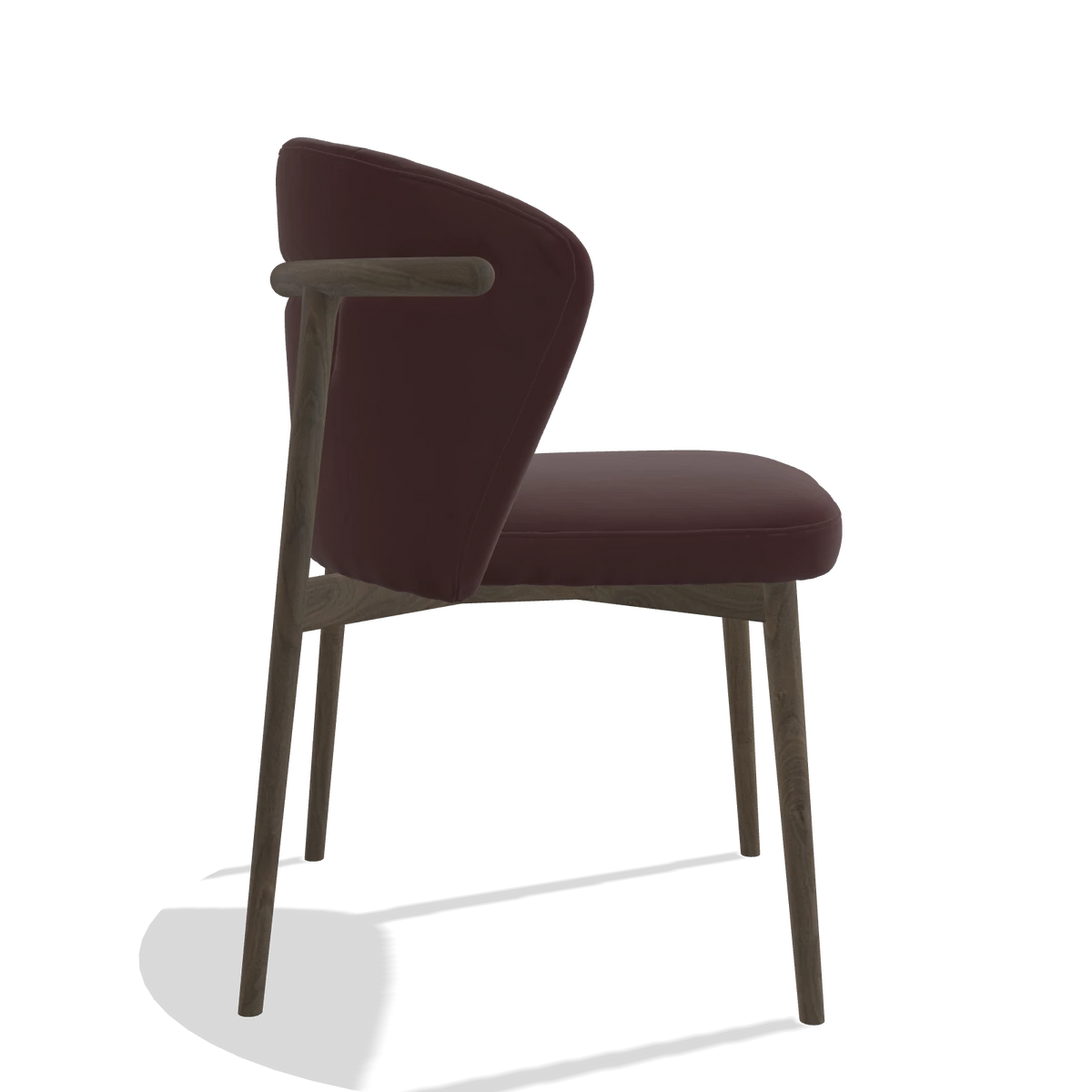 Silla de comedor Harmony 6636 en Piel B938 (chocolate), patas en nogal, vista lateral
