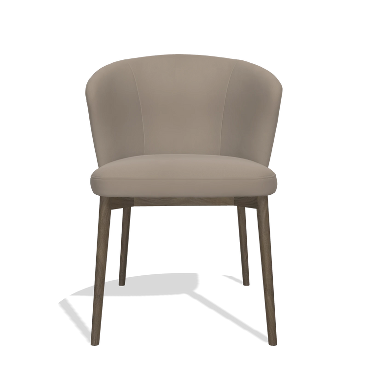 Dining Chair Harmony 6636 in Leather B942 (greige), walnut legs, front view