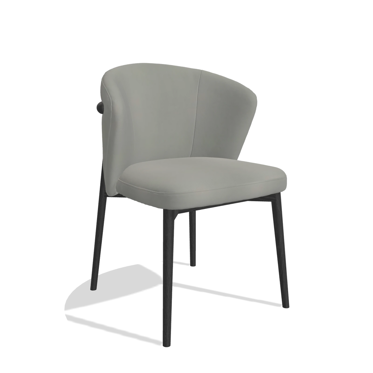 Silla de comedor Harmony 6636 en Piel B967 (greige), patas en negro, vista en ángulo