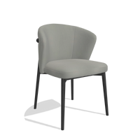 Silla de comedor Harmony 6636 en Piel B967 (greige), patas en negro, vista en ángulo