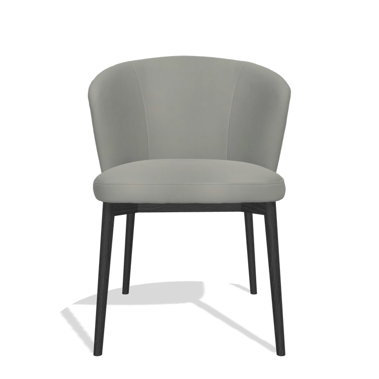 Silla de comedor Harmony 6636 en Piel B967 (greige), patas en negro, vista frontal