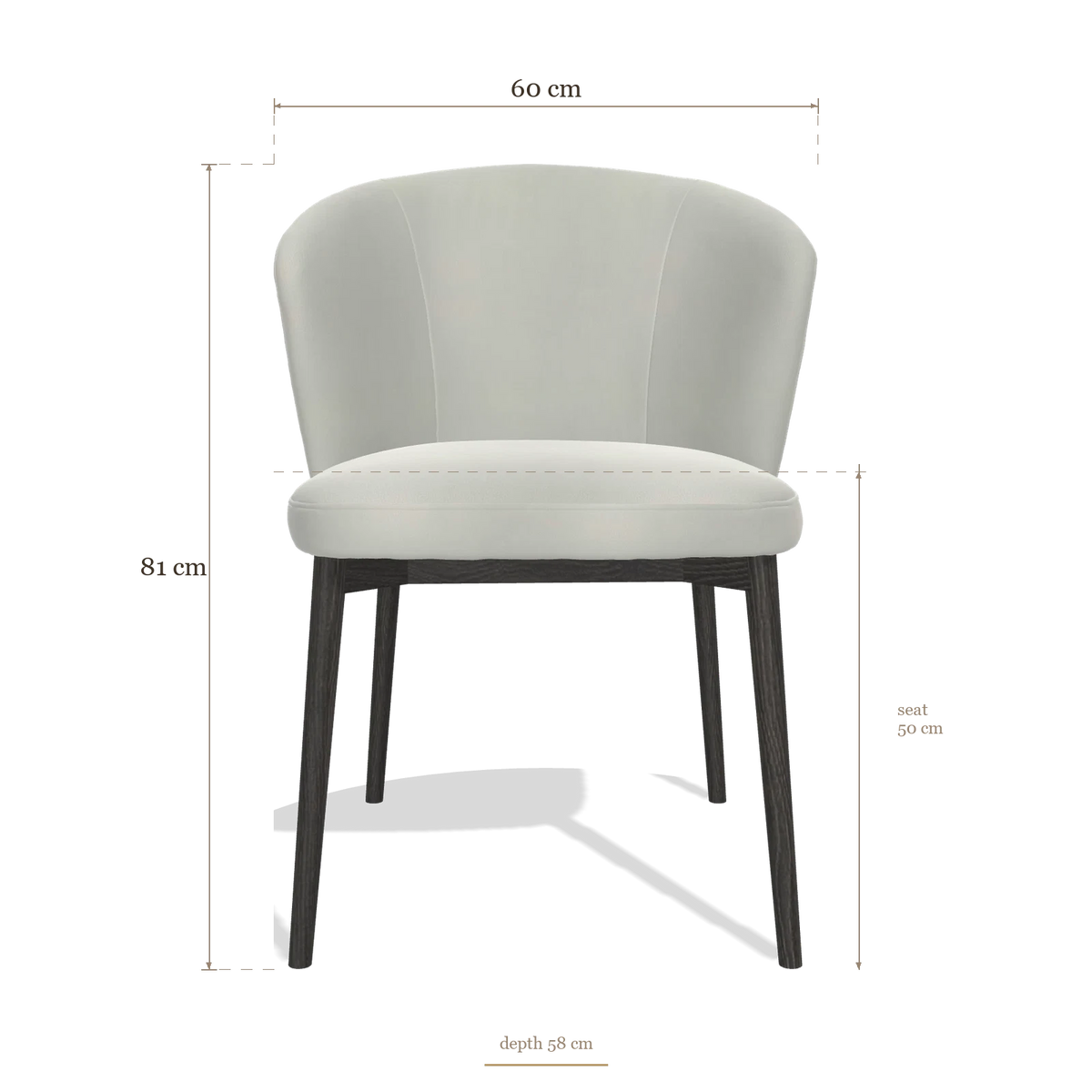 Silla de comedor Harmony 6636, medidas 60 x 58 x 81 cm