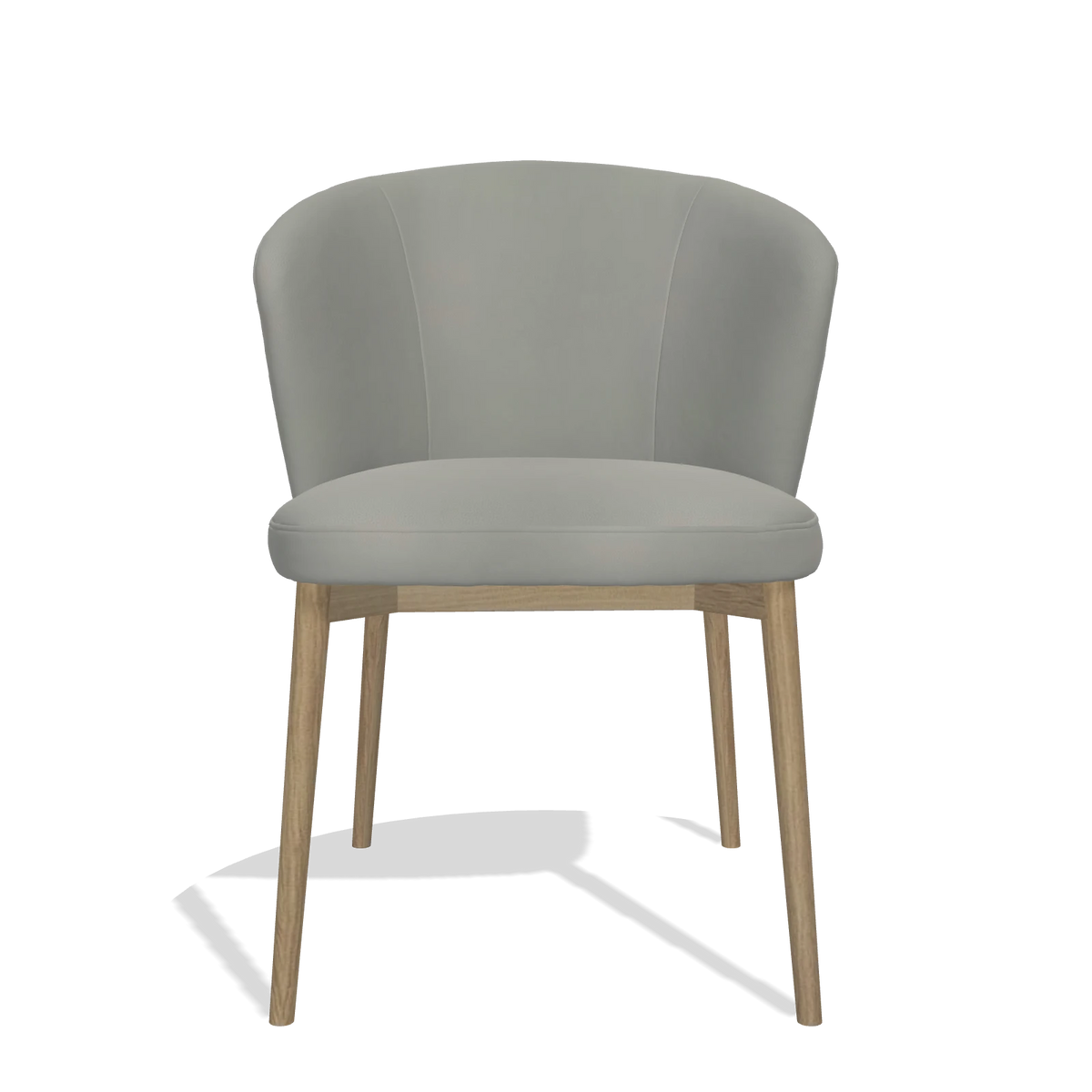 Silla de comedor Harmony 6636 en Piel B967 (greige), patas en natural, vista frontal