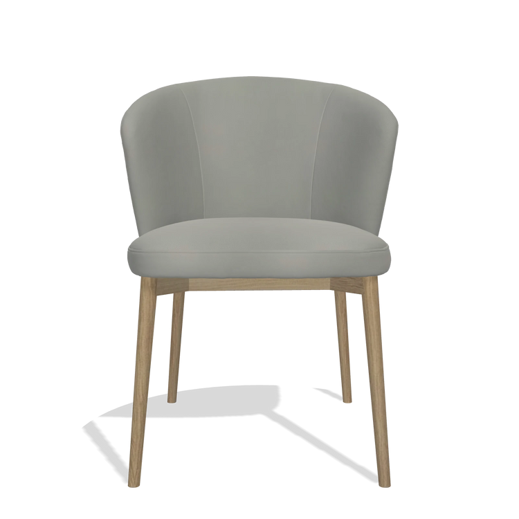 Silla de comedor Harmony 6636 en Piel B967 (greige), patas en natural, vista frontal