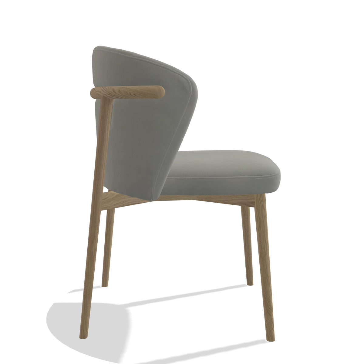 Silla de comedor Harmony 6636 en Piel B967 (greige), patas en natural, vista lateral