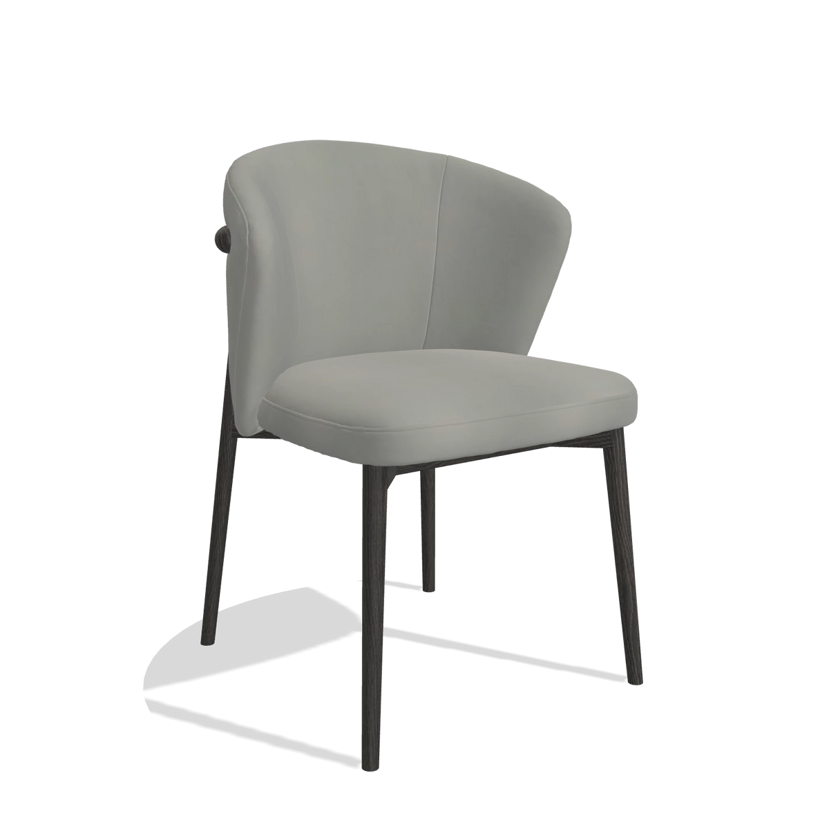 Silla de comedor Harmony 6636 en Piel B967 (greige), patas en tabaco, vista en ángulo