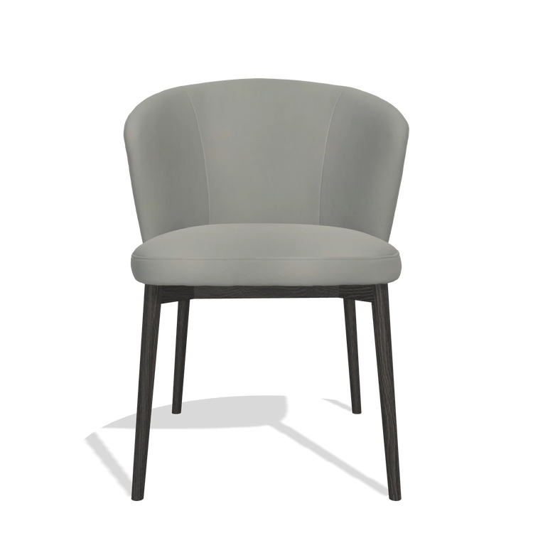 Silla de comedor Harmony 6636 en Piel B967 (greige), patas en tabaco, vista frontal