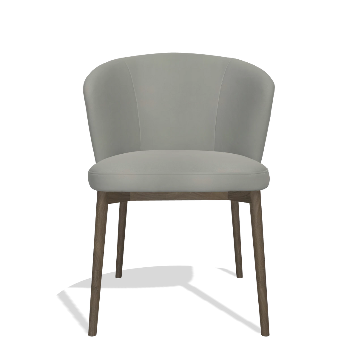 Silla de comedor Harmony 6636 en Piel B967 (greige), patas en nogal, vista frontal