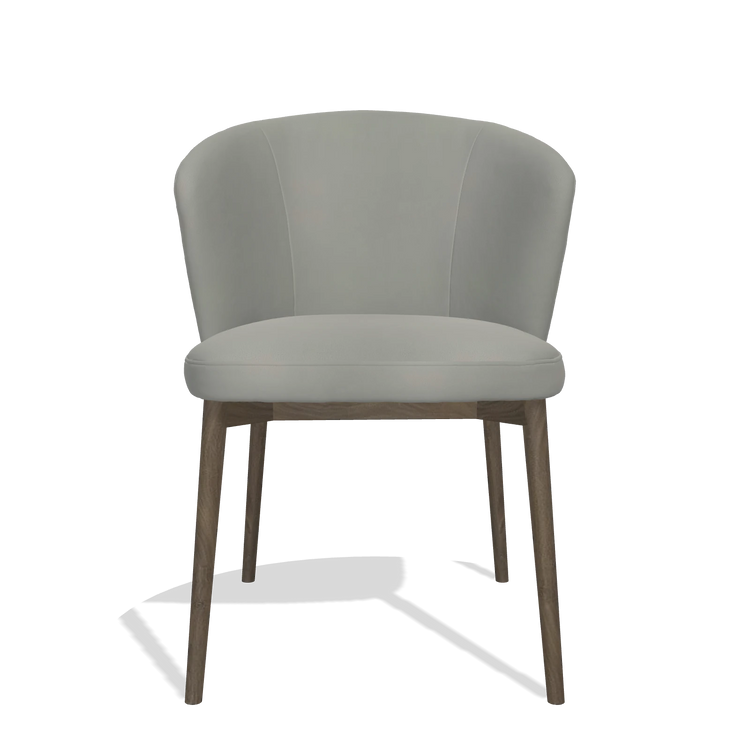 Silla de comedor Harmony 6636 en Piel B967 (greige), patas en nogal, vista frontal