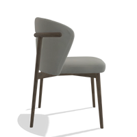 Silla de comedor Harmony 6636 en Piel B967 (greige), patas en nogal, vista lateral