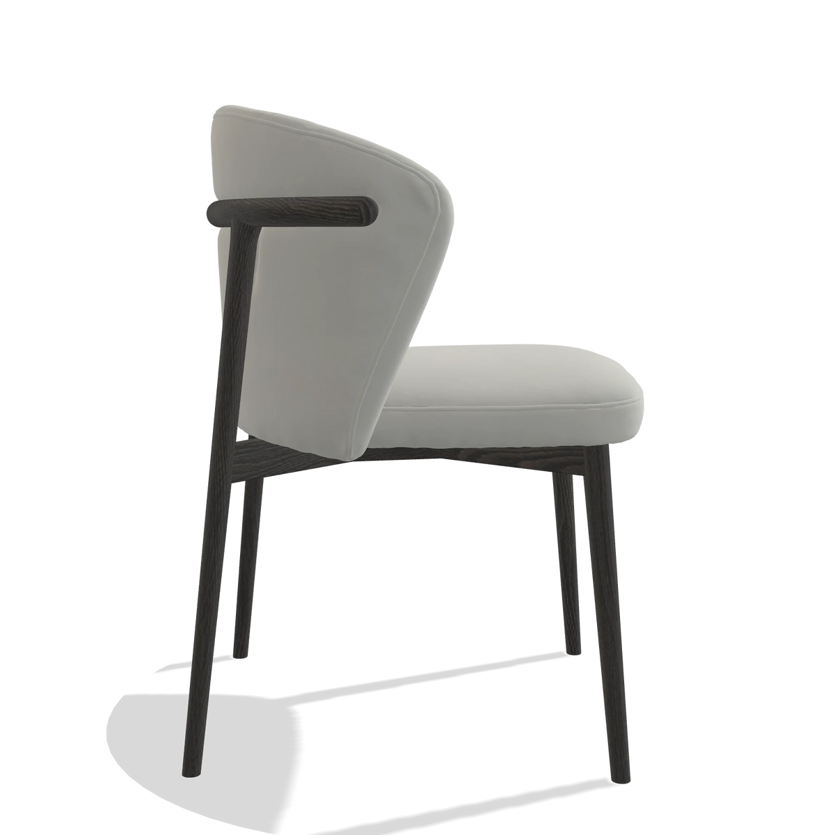 Dining Chair Harmony 6636 in Leather B970 (light grey), tobacco legs, side view