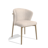 Sedia da pranzo Harmony 6636 in tessuto Mito 01 (grigio chiaro), gambe in naturale, vista angolata