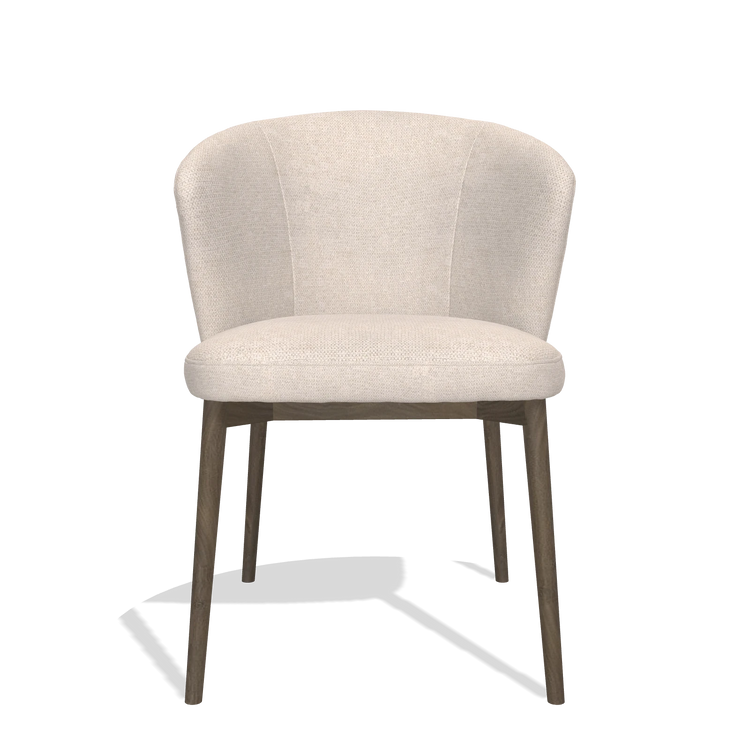 Sedia da pranzo Harmony 6636 in tessuto Mito 01 (grigio chiaro), gambe in noce, vista frontale