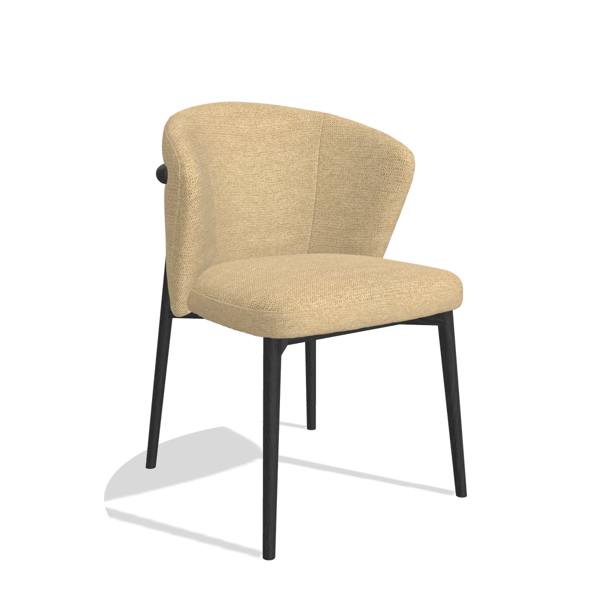 Sedia da pranzo Harmony 6636 in tessuto Mito 170 (beige), gambe in nero, vista angolata