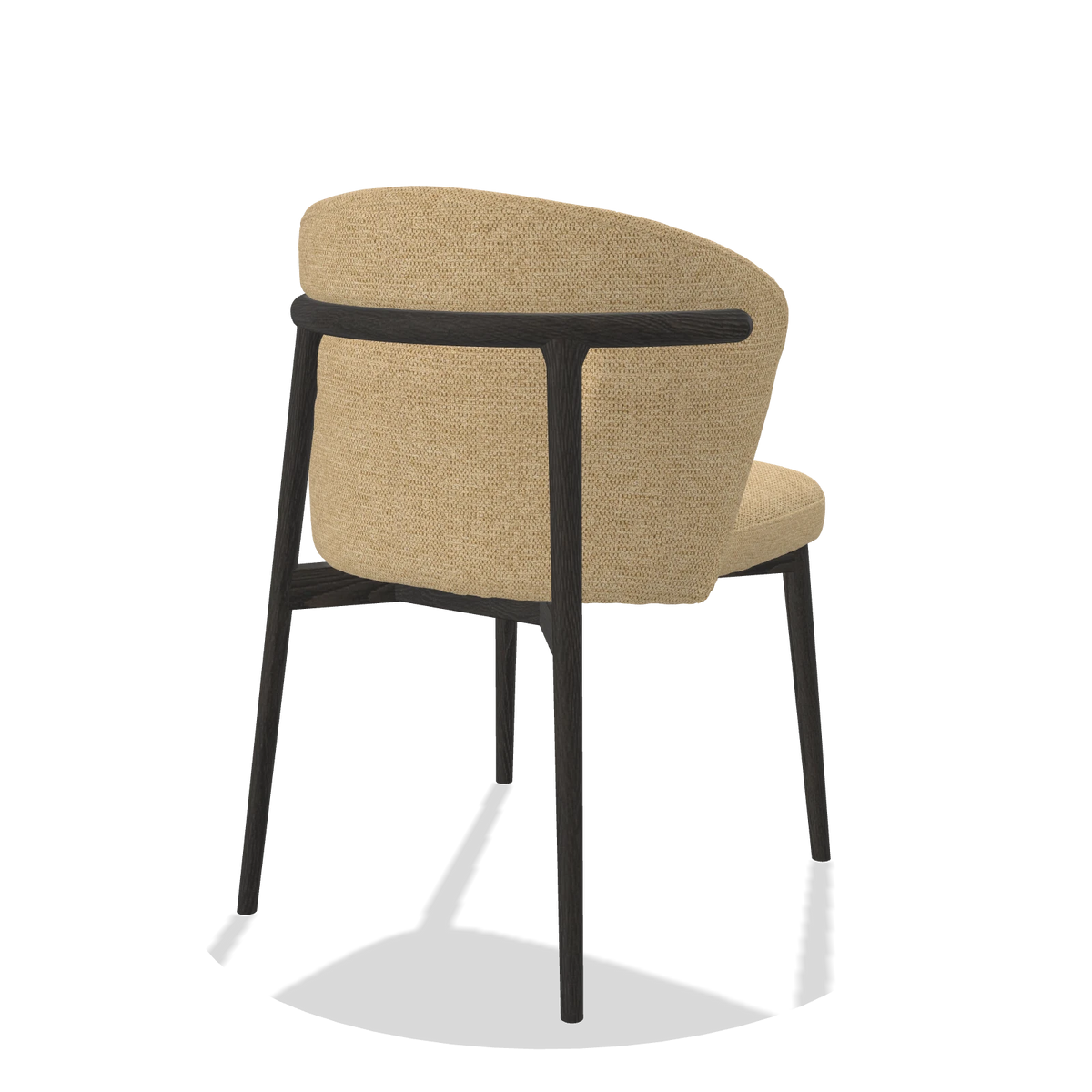 Sedia da pranzo Harmony 6636 in tessuto Mito 170 (beige), gambe in tabacco, vista posteriore angolata