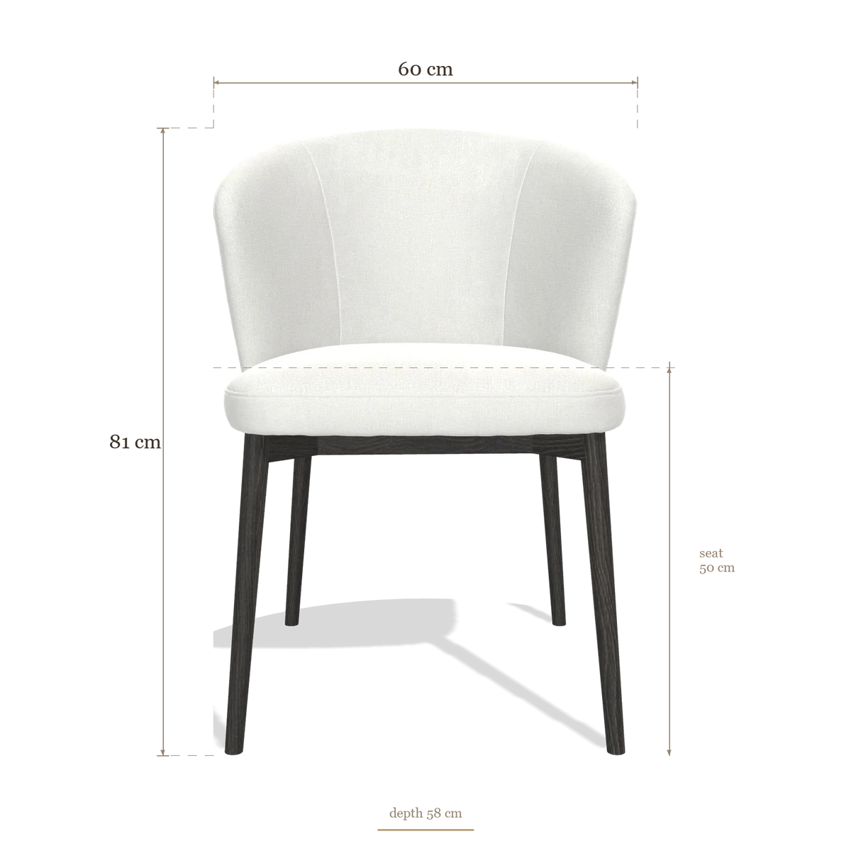 Silla de comedor Harmony 6636, medidas 60 x 58 x 81 cm