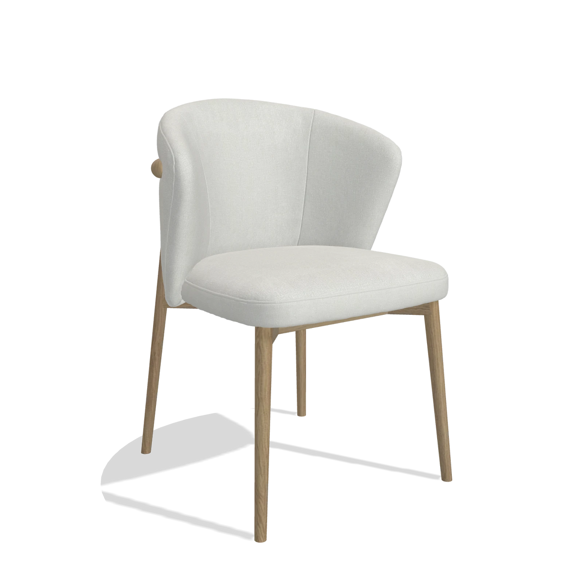 Silla de comedor Harmony 6636 en tela Niagara 901 (gris claro), patas en natural, vista en ángulo